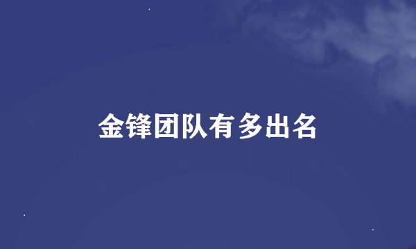 金锋团队有多出名