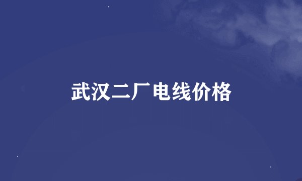 武汉二厂电线价格
