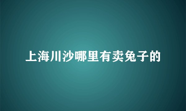 上海川沙哪里有卖兔子的