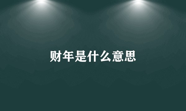 财年是什么意思