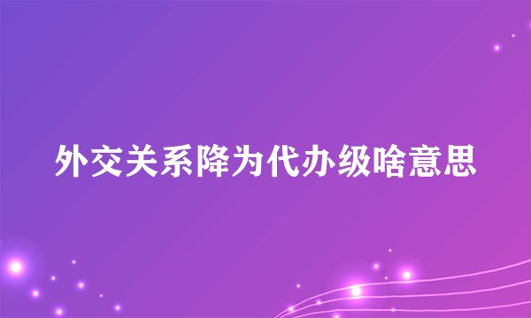 外交关系降为代办级啥意思