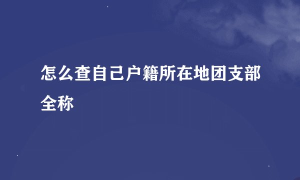 怎么查自己户籍所在地团支部全称