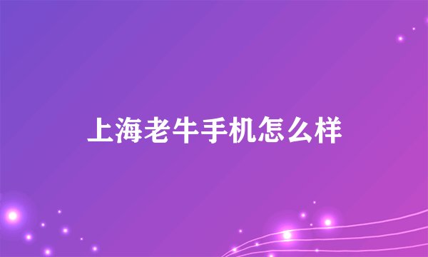 上海老牛手机怎么样