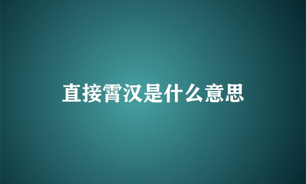 直接霄汉是什么意思