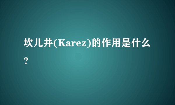 坎儿井(Karez)的作用是什么？