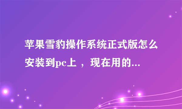 苹果雪豹操作系统正式版怎么安装到pc上 ，现在用的是win7 32位的系统。 下载的正式版苹果雪豹操作系统解压