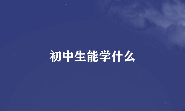 初中生能学什么