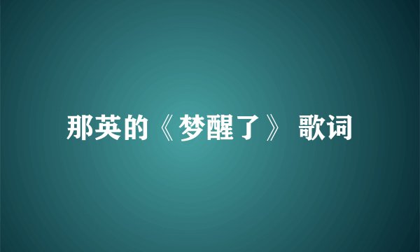 那英的《梦醒了》 歌词