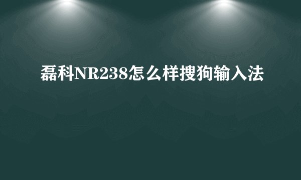 磊科NR238怎么样搜狗输入法