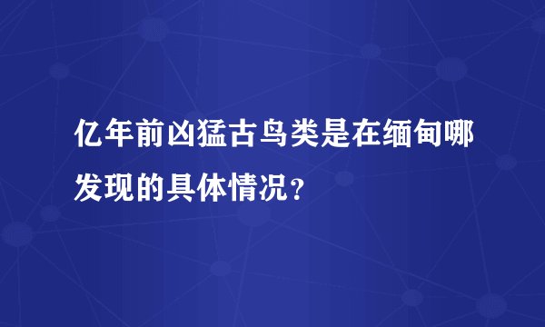 亿年前凶猛古鸟类是在缅甸哪发现的具体情况？