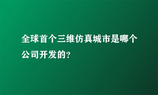 全球首个三维仿真城市是哪个公司开发的？