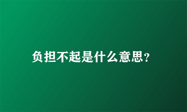 负担不起是什么意思？