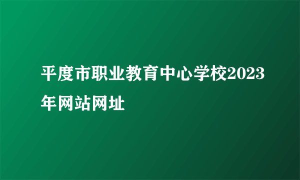 平度市职业教育中心学校2023年网站网址