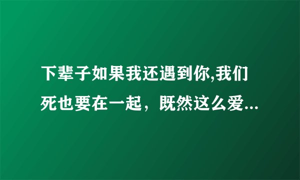 下辈子如果我还遇到你,我们死也要在一起，既然这么爱，这辈子为什么不在一起？