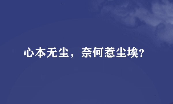心本无尘,奈何惹尘埃?