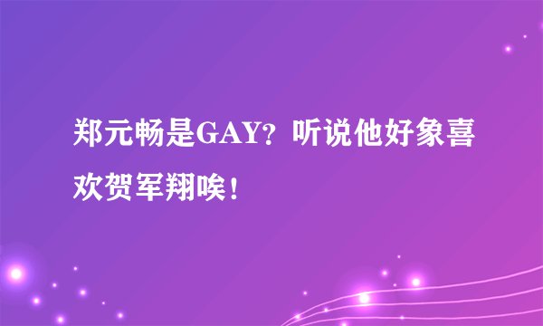 郑元畅是GAY？听说他好象喜欢贺军翔唉！