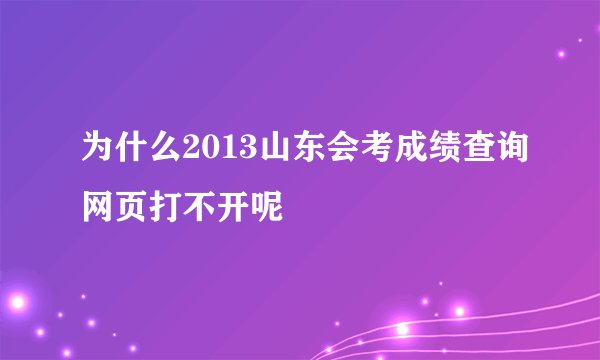 为什么2013山东会考成绩查询网页打不开呢