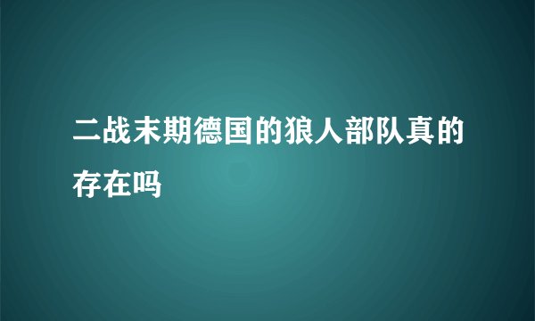 二战末期德国的狼人部队真的存在吗