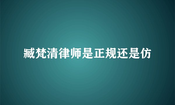 臧梵清律师是正规还是仿