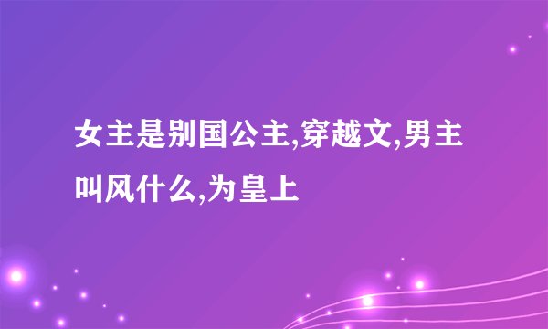 女主是别国公主,穿越文,男主叫风什么,为皇上