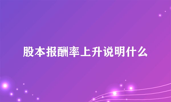 股本报酬率上升说明什么