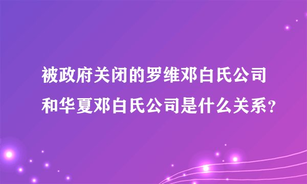 被政府关闭的罗维邓白氏公司和华夏邓白氏公司是什么关系？