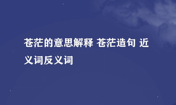 苍茫的意思解释 苍茫造句 近义词反义词