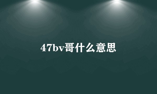 47bv哥什么意思