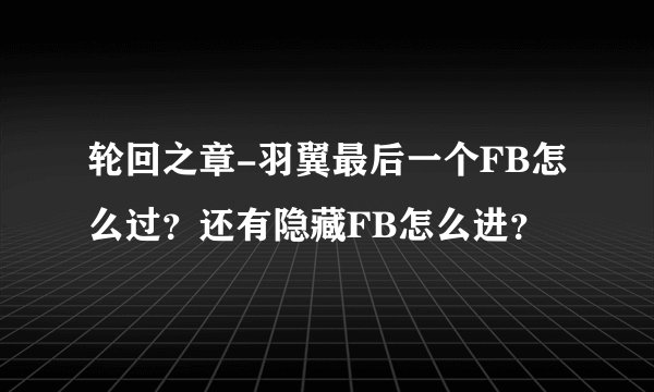 轮回之章-羽翼最后一个FB怎么过？还有隐藏FB怎么进？