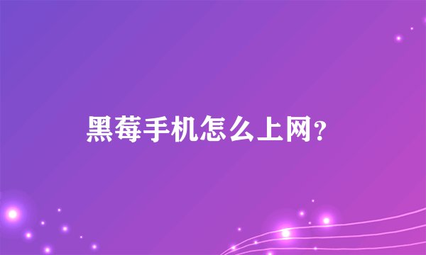 黑莓手机怎么上网？