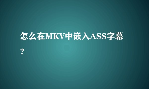 怎么在MKV中嵌入ASS字幕？