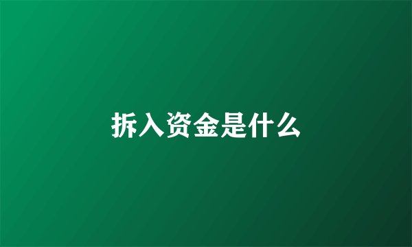 拆入资金是什么