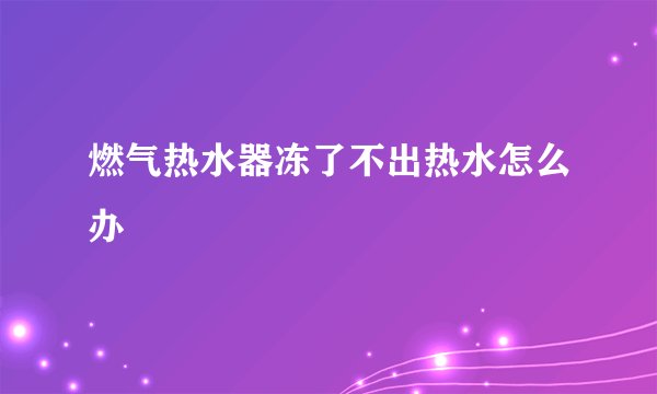燃气热水器冻了不出热水怎么办
