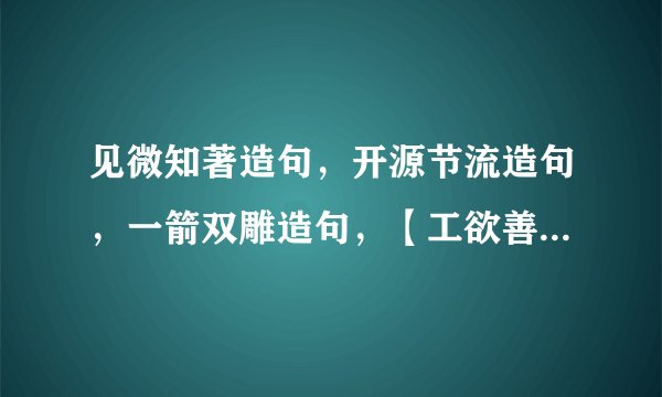 见微知著造句，开源节流造句，一箭双雕造句，【工欲善其事，必先利其器】造句，删繁就简造句。