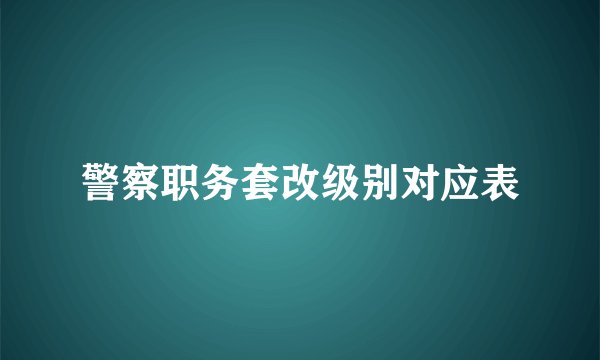 警察职务套改级别对应表