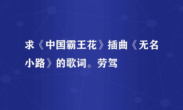 求《中国霸王花》插曲《无名小路》的歌词。劳驾