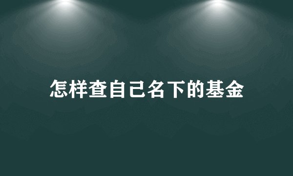 怎样查自己名下的基金