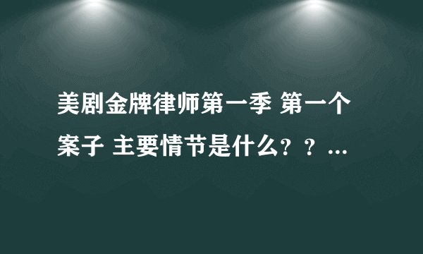 美剧金牌律师第一季 第一个案子 主要情节是什么？？让写观后感！！法律的！快啊！！