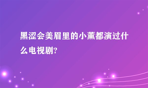 黑涩会美眉里的小薰都演过什么电视剧?