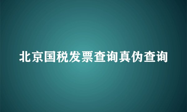 北京国税发票查询真伪查询