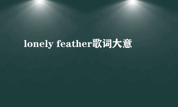 lonely feather歌词大意