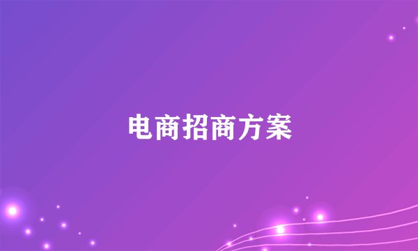 电商招商方案