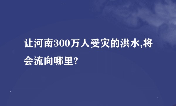 让河南300万人受灾的洪水,将会流向哪里?