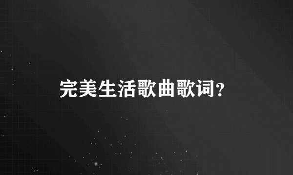 完美生活歌曲歌词？