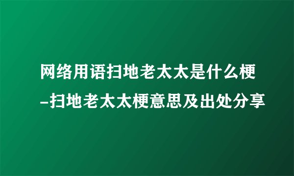 网络用语扫地老太太是什么梗-扫地老太太梗意思及出处分享