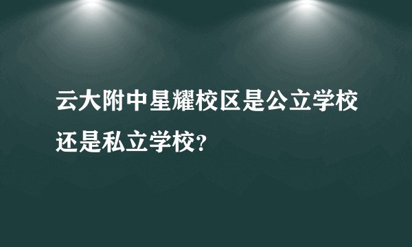 云大附中星耀校区是公立学校还是私立学校？