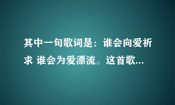 其中一句歌词是：谁会向爱祈求 谁会为爱漂流。这首歌歌名是什么？谁唱的？