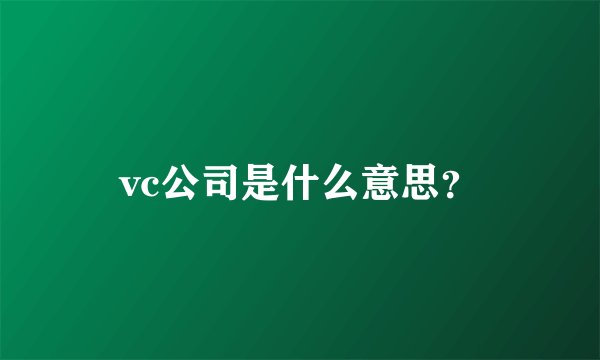 vc公司是什么意思？