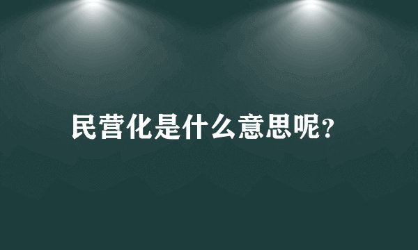 民营化是什么意思呢？