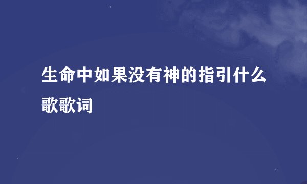 生命中如果没有神的指引什么歌歌词